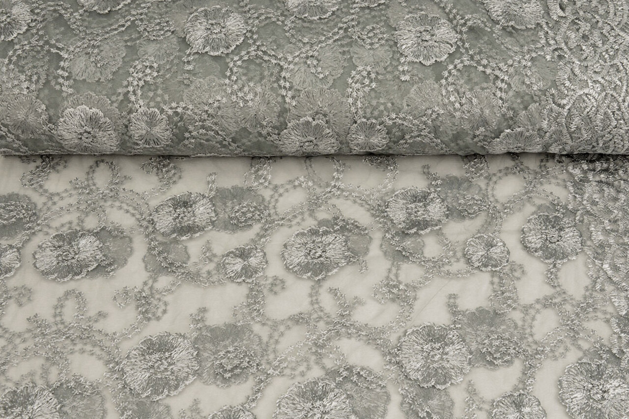 Mesh Embroidered Francesca Light Grey