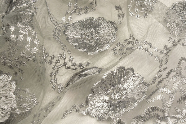 Mesh Geborduurd Francesca Licht Grijs