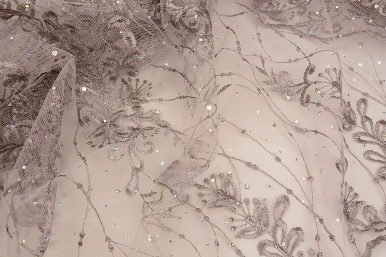 Mesh Embroidered  Penelope Diamond Glitters Mauve