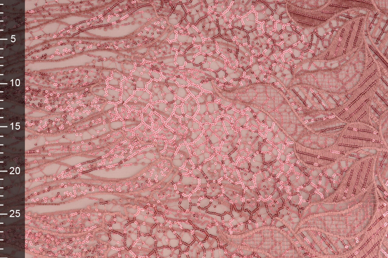 Mesh Geborduurd Pailletten Daphne Oud Roze