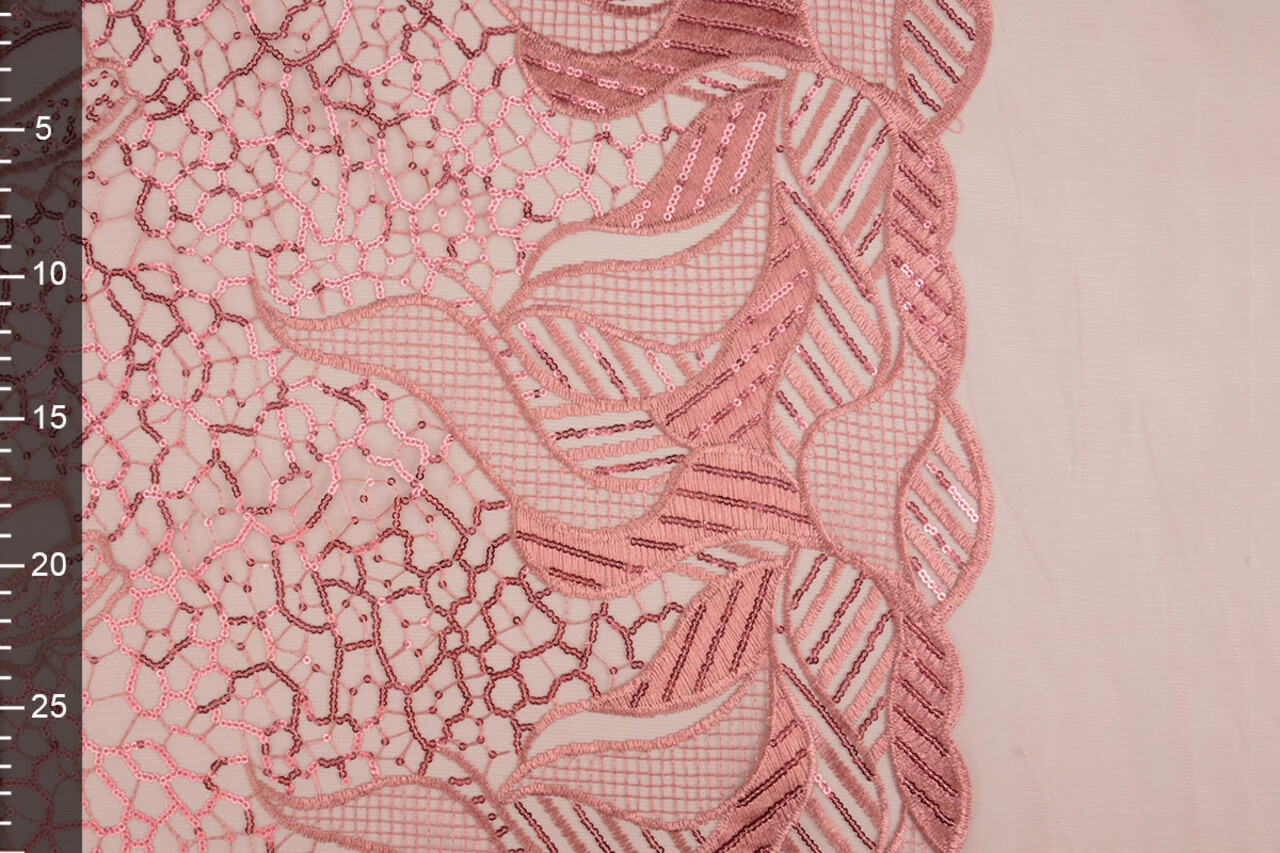 Netz Bestickt Pailletten Daphne Alt Rosa