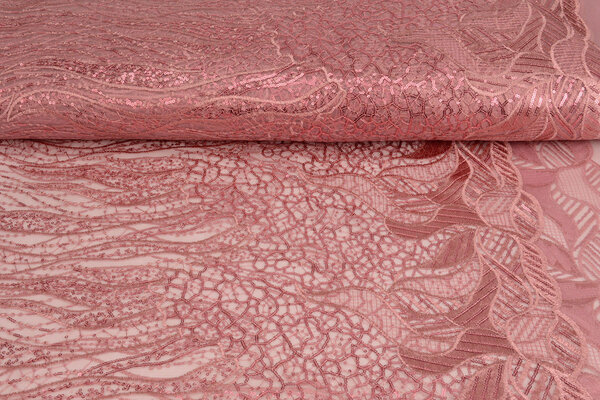 Mesh Geborduurd Pailletten Daphne Oud Roze