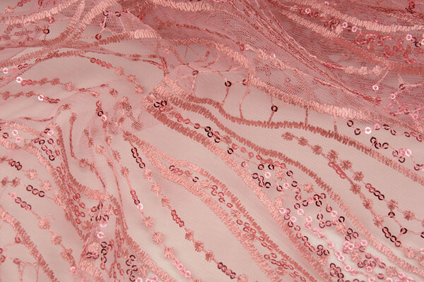 Mesh Geborduurd Pailletten Daphne Oud Roze