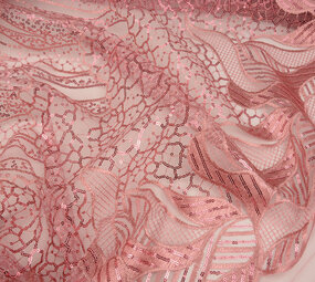 Mesh Geborduurd Pailletten Daphne Oud Roze