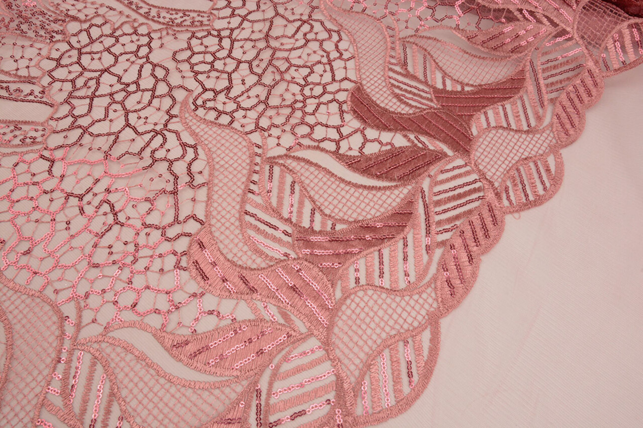 Netz Bestickt Pailletten Daphne Alt Rosa