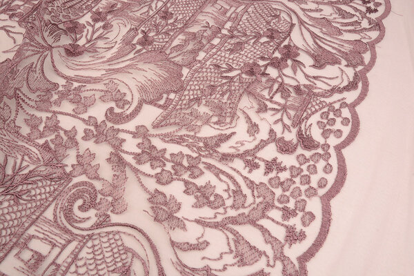 Malla Bordada Hannah Rosa Antiguo Oscuro Malla Bordada Hannah Rosa Antiguo Oscuro