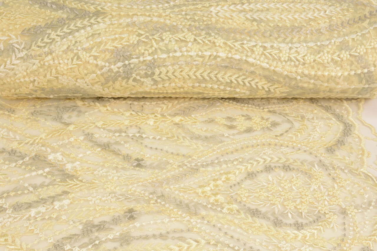 Mesh Embroidered Abigail Light Yellow