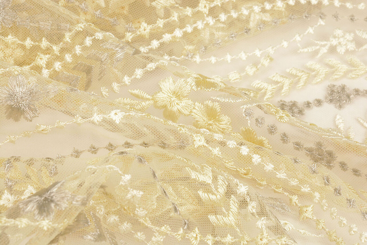 Mesh Embroidered Abigail Light Yellow