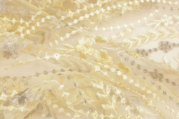 Mesh Ricamato Abigail Chiaro Giallo Mesh Ricamato Abigail Chiaro Giallo