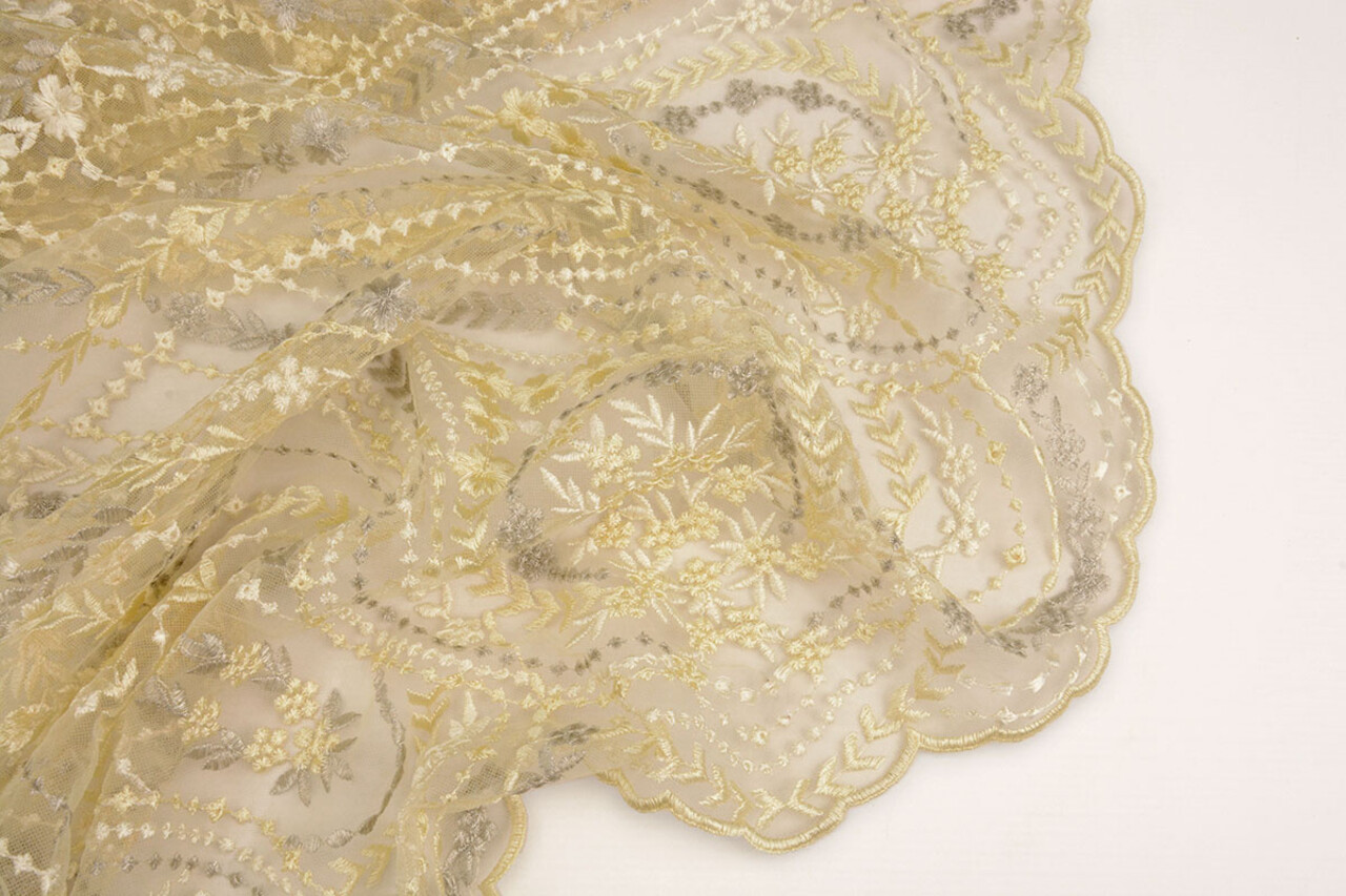 Mesh Ricamato Abigail Chiaro Giallo Mesh Ricamato Abigail Chiaro Giallo