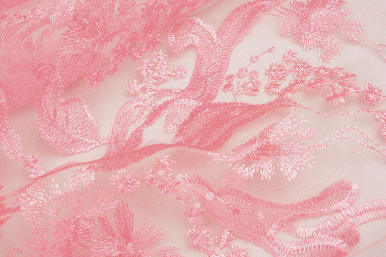 Mesh Embroidered Lucy Pink