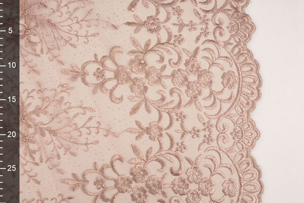Mesh Ricamato Hyacinth Glitter con Perla Rosa Cipria Mesh Ricamato Hyacinth Glitter con Perla Rosa Cipria