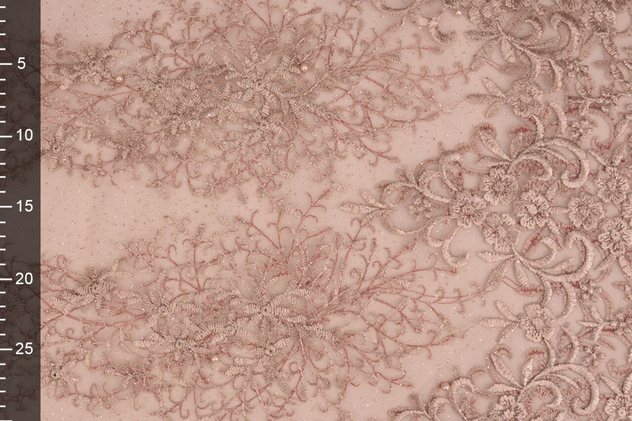 Netz Bestickt Hyacinth Glitter mit Perle Puderrosa Netz Bestickt Hyacinth Glitter mit Perle Puderrosa
