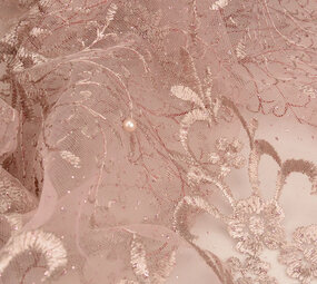 Mesh Embroidered Hyacinth Glitter with Pearl Powder Pink Mesh Embroidered Hyacinth Glitter with Pearl Powder Pink