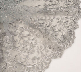 Mesh Embroidered Hyacinth Glitter with Pearl Silver Mesh Embroidered Hyacinth Glitter with Pearl Silver