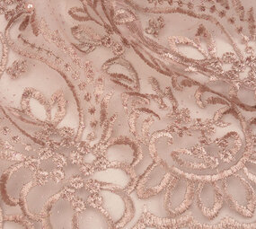 Mesh Embroidered Mary Glitter with Pearl Powder Pink