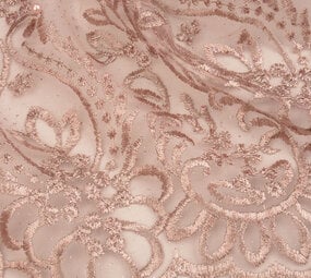Mesh Ricamato Mary Glitter con Perla Rosa Cipria Mesh Ricamato Mary Glitter con Perla Rosa Cipria