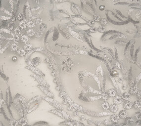 Mesh Embroidered Mary Glitter with Pearl Silver Mesh Embroidered Mary Glitter with Pearl Silver