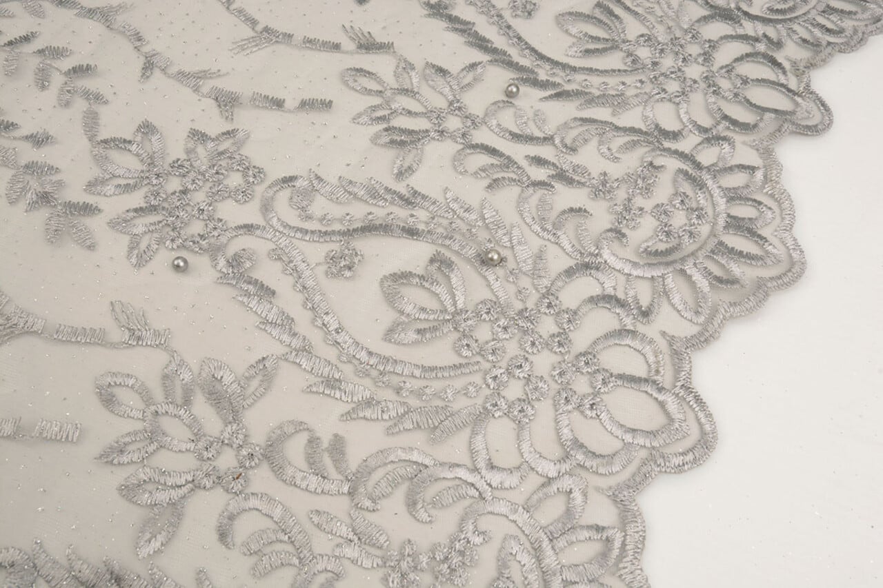 Résille Brodé Mary Paillettes avec Perle Argent