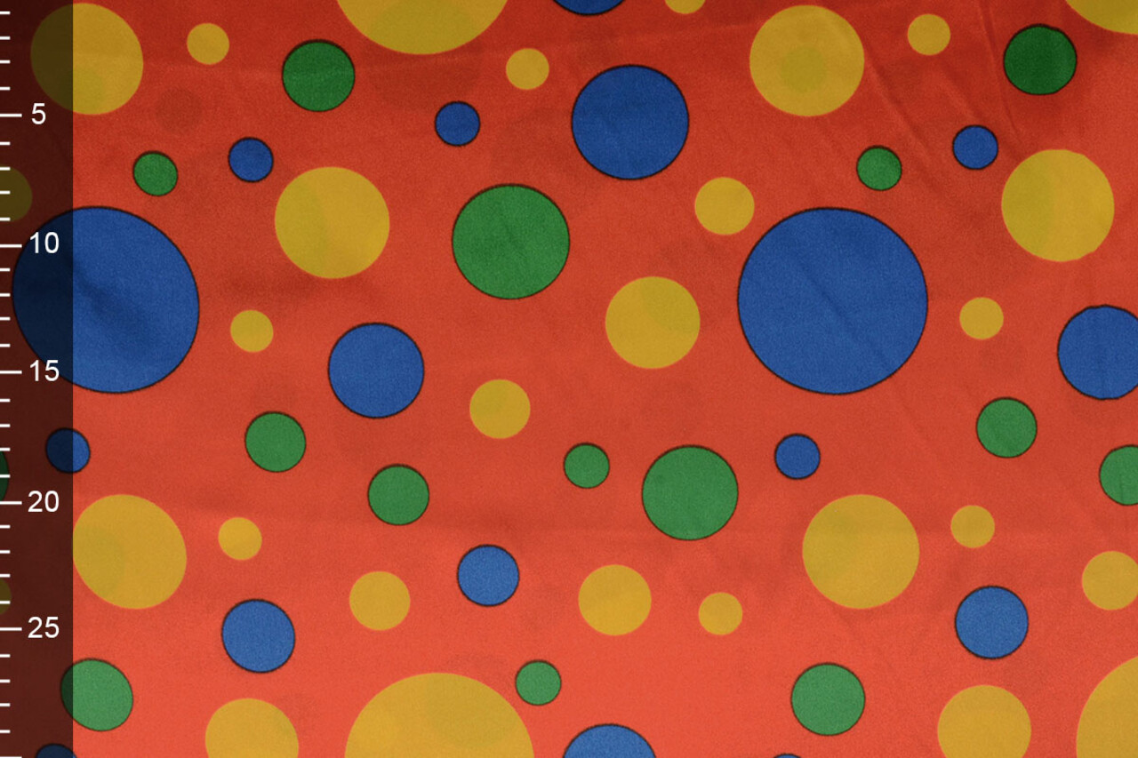 Poliéster Satén Estampado Clown Puntos Rojo Poliéster Satén Estampado Clown Puntos Rojo