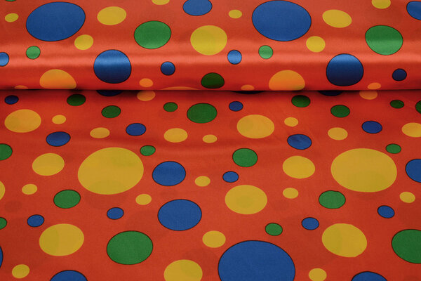 Poly Satin Printed Clown Dots Red Poly Satin Printed Clown Dots Red