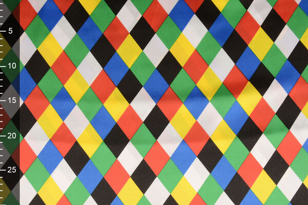 Poly Satijn Bedrukt Kleine Ruit Multi 1