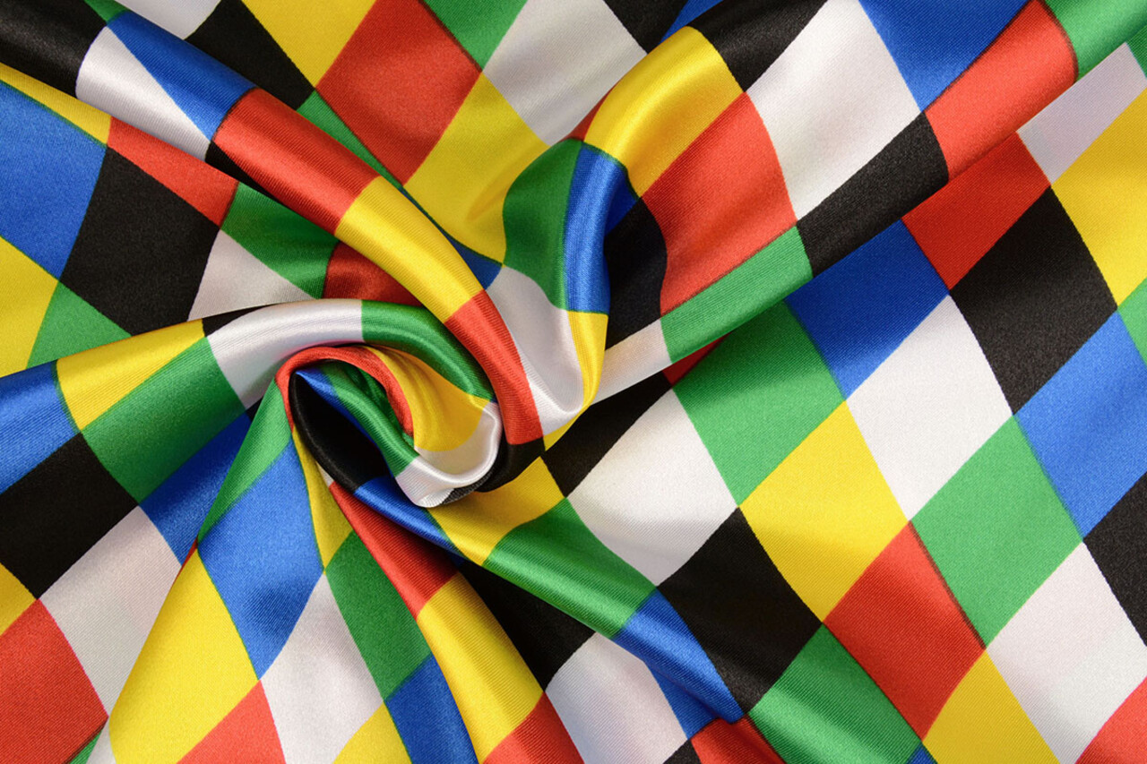 Poly Satin Bedruckt Kleines Raute Multi 1