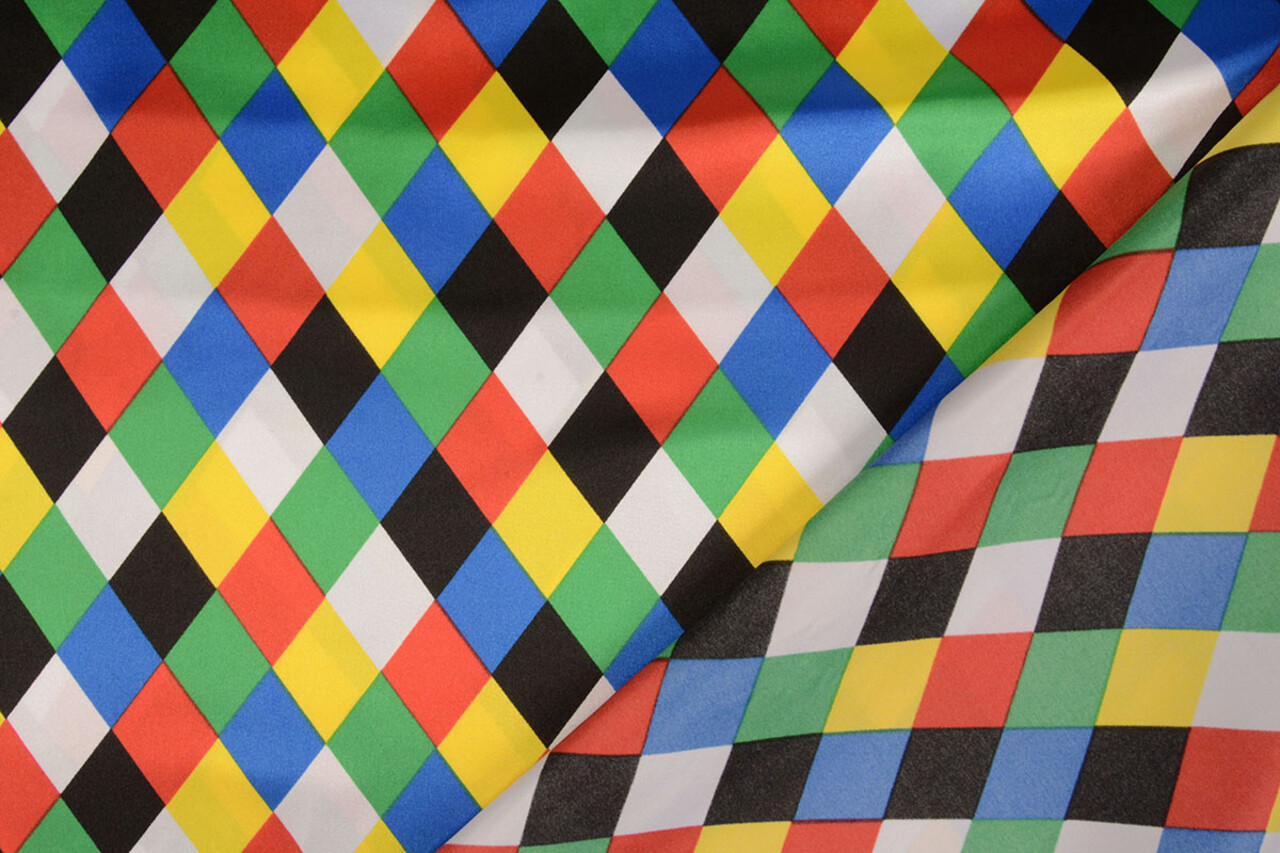 Poly Satin Bedruckt Kleines Raute Multi 1