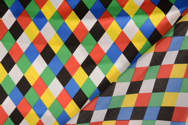 Poly Satijn Bedrukt Kleine Ruit Multi 1