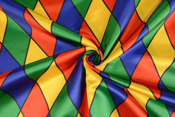 Poly Satin Bedruckt Großes Raute Multi 1 Poly Satin Bedruckt Großes Raute Multi 1