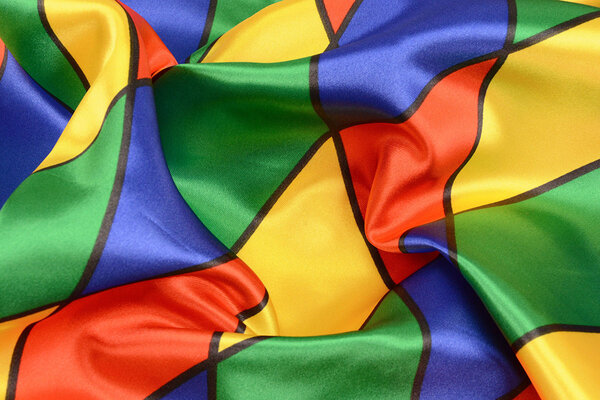 Poly Satin Bedruckt Großes Raute Multi 1 Poly Satin Bedruckt Großes Raute Multi 1