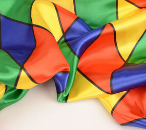 Poly Satijn Bedrukt Grote Ruit Multi 1 Poly Satijn Bedrukt Grote Ruit Multi 1