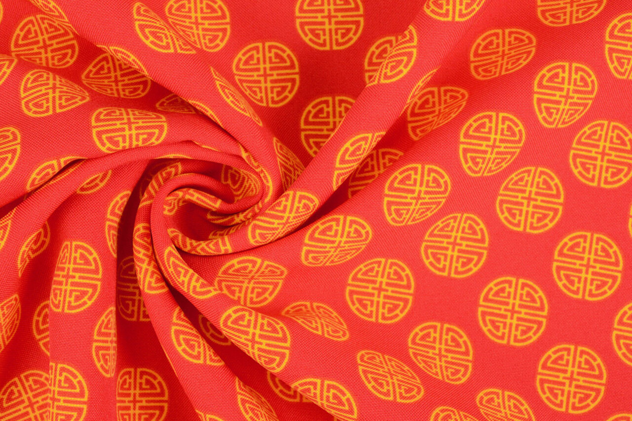 Bi-Stretch Stampato Geluksmunt Rosso Bi-Stretch Stampato Geluksmunt Rosso