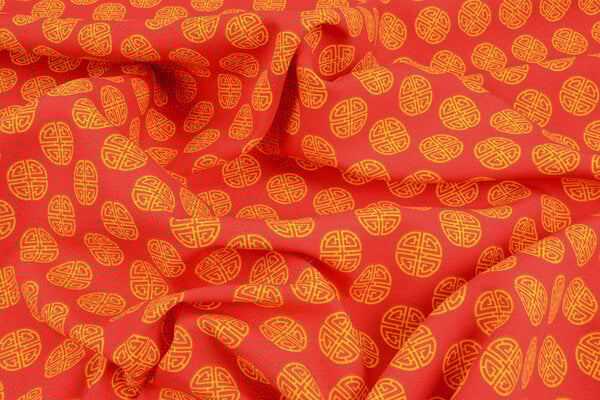 Bi-Stretch Bedrukt Geluksmunt Rood