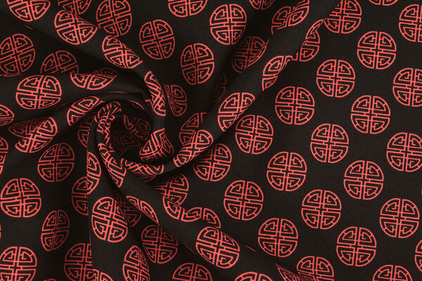 Bi-Stretch Imprimé Geluksmunt Noir