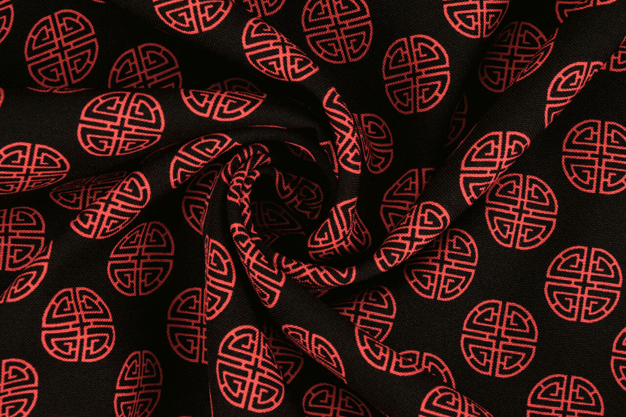 Bi-Stretch Imprimé Geluksmunt Noir