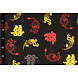 Bi-Stretch Imprimé Chinese Draak Noir