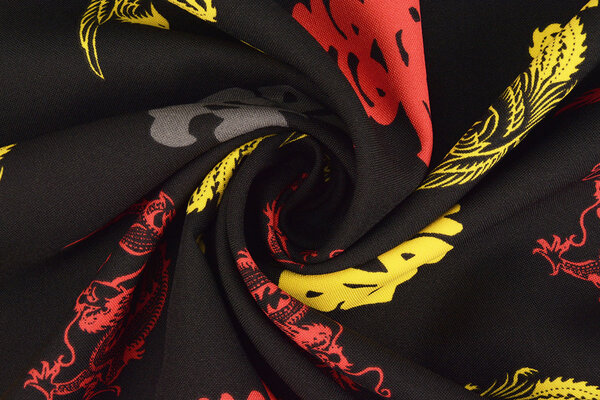 Bi-Elástico Estampado Chinese Draak Negro Bi-Elástico Estampado Chinese Draak Negro