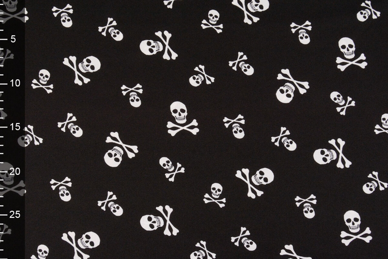 Bi-Stretch Printed Pirate Skull Black