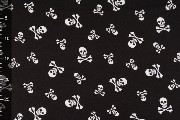 Bi-Stretch Printed Pirate Skull Black