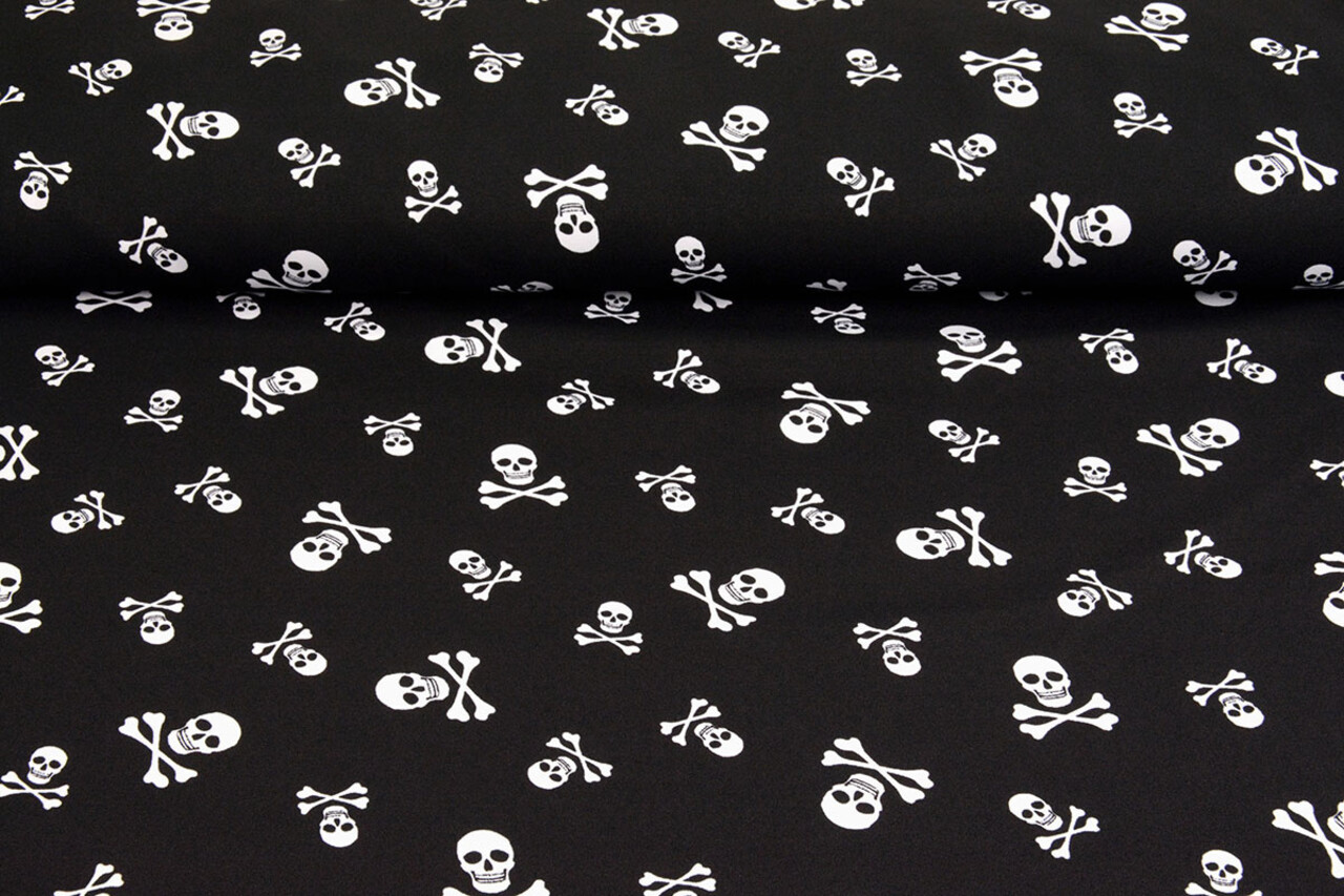 Bi-Stretch Printed Pirate Skull Black
