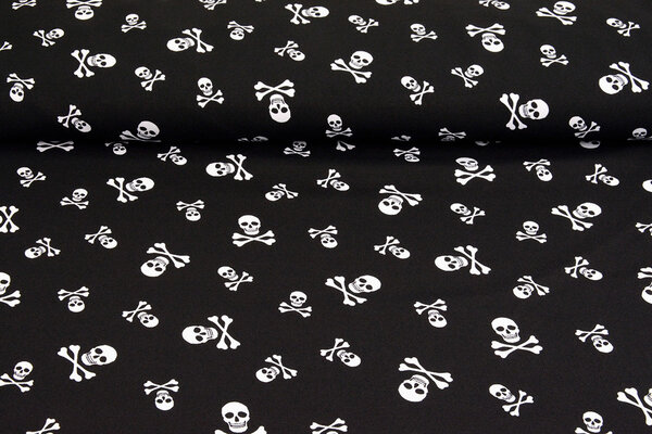 Bi-Stretch Printed Pirate Skull Black