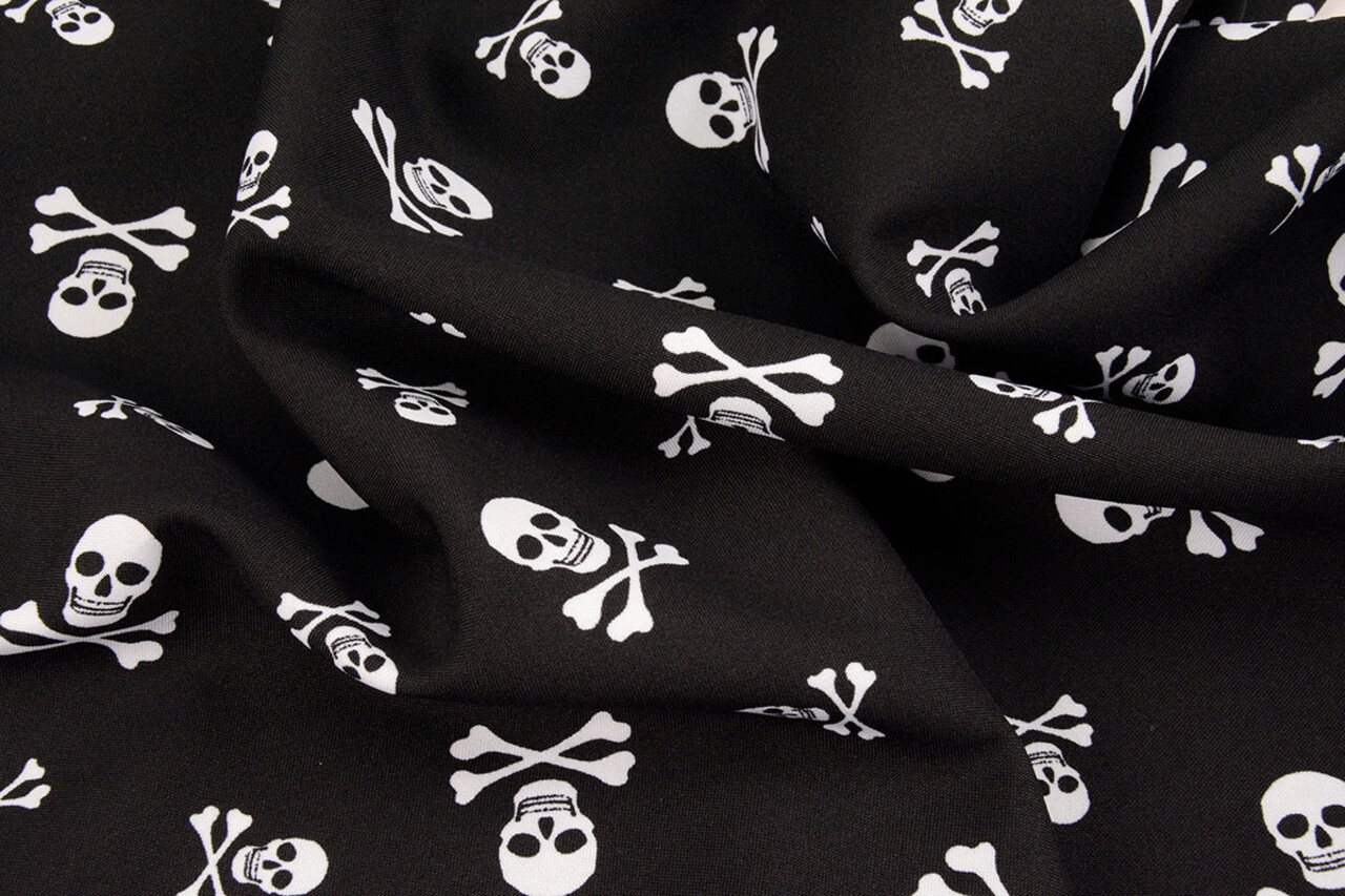 Bi-Stretch Printed Pirate Skull Black