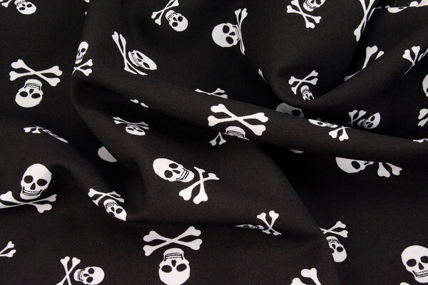 Bi-Stretch Printed Pirate Skull Black