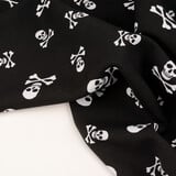 Bi-Stretch Bedrukt Piraten Doodshoofd Zwart