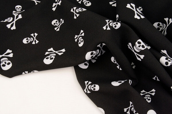 Bi-Stretch Printed Pirate Skull Black