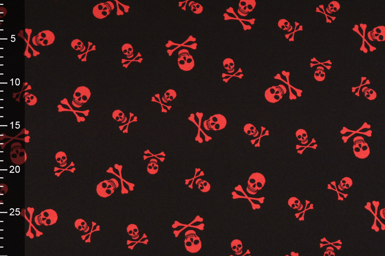 Bi-Stretch Stampato Piraten Doodshoofd Rosso Bi-Stretch Stampato Piraten Doodshoofd Rosso