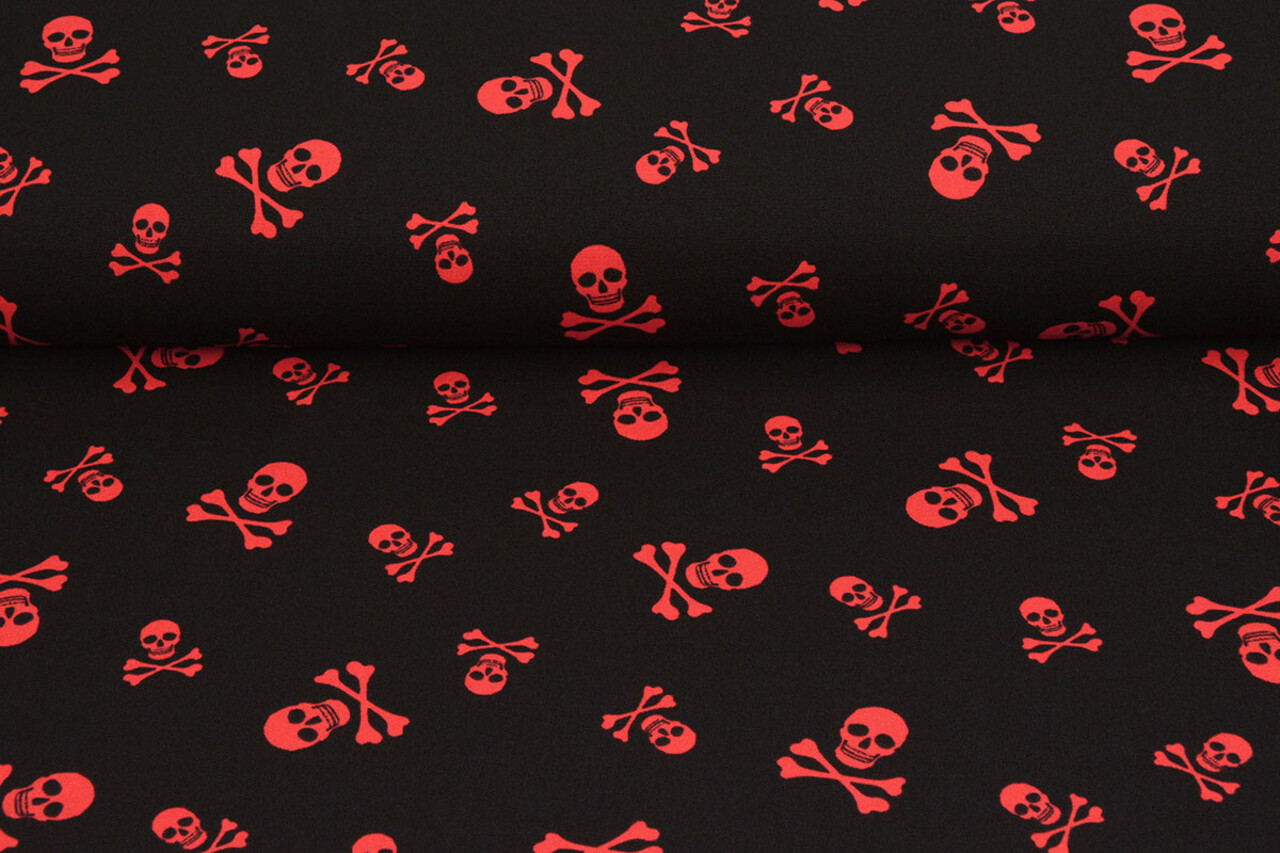 Bi-Stretch Stampato Piraten Doodshoofd Rosso Bi-Stretch Stampato Piraten Doodshoofd Rosso