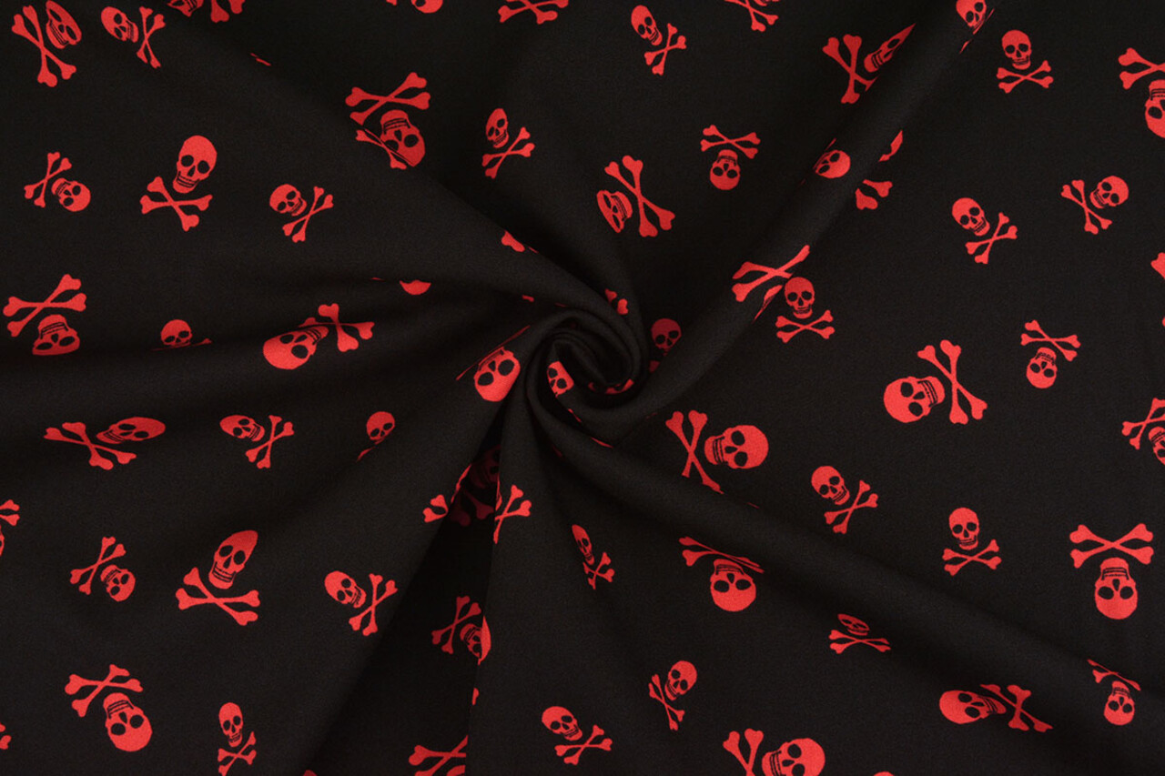 Bi-Stretch Stampato Piraten Doodshoofd Rosso Bi-Stretch Stampato Piraten Doodshoofd Rosso