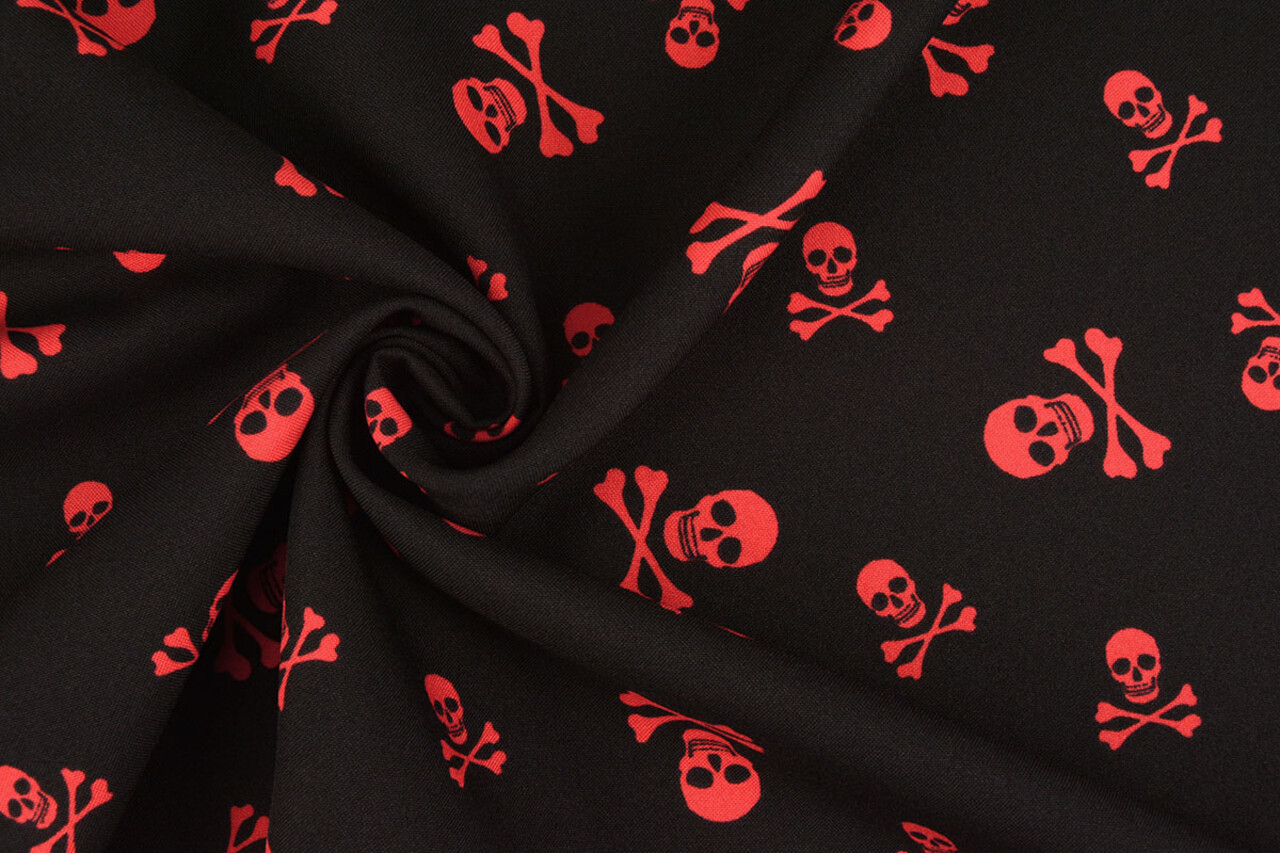 Bi-Stretch Printed Pirate Skull Red